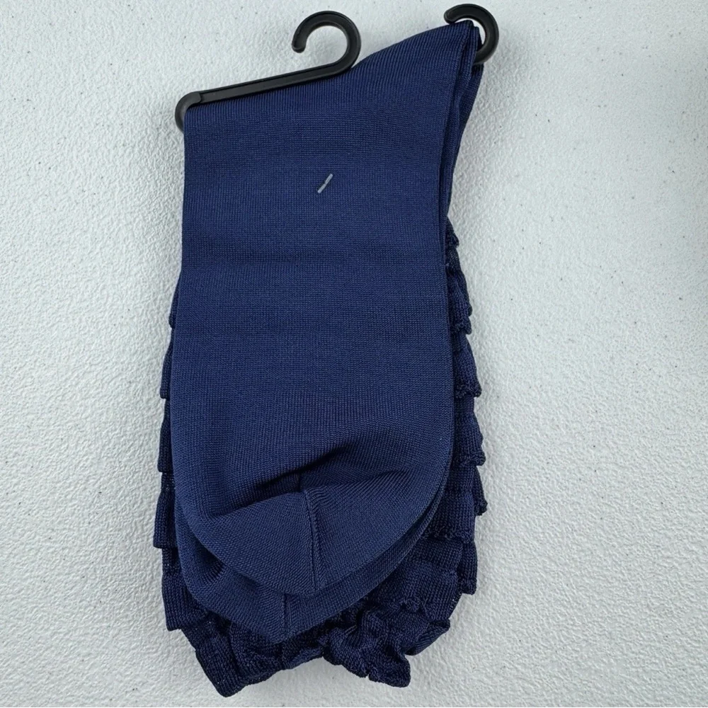 HUE Ruffle Tiered‎ Socks Womens One Size Fits Most Skyfall Blue 1 Pair NWT